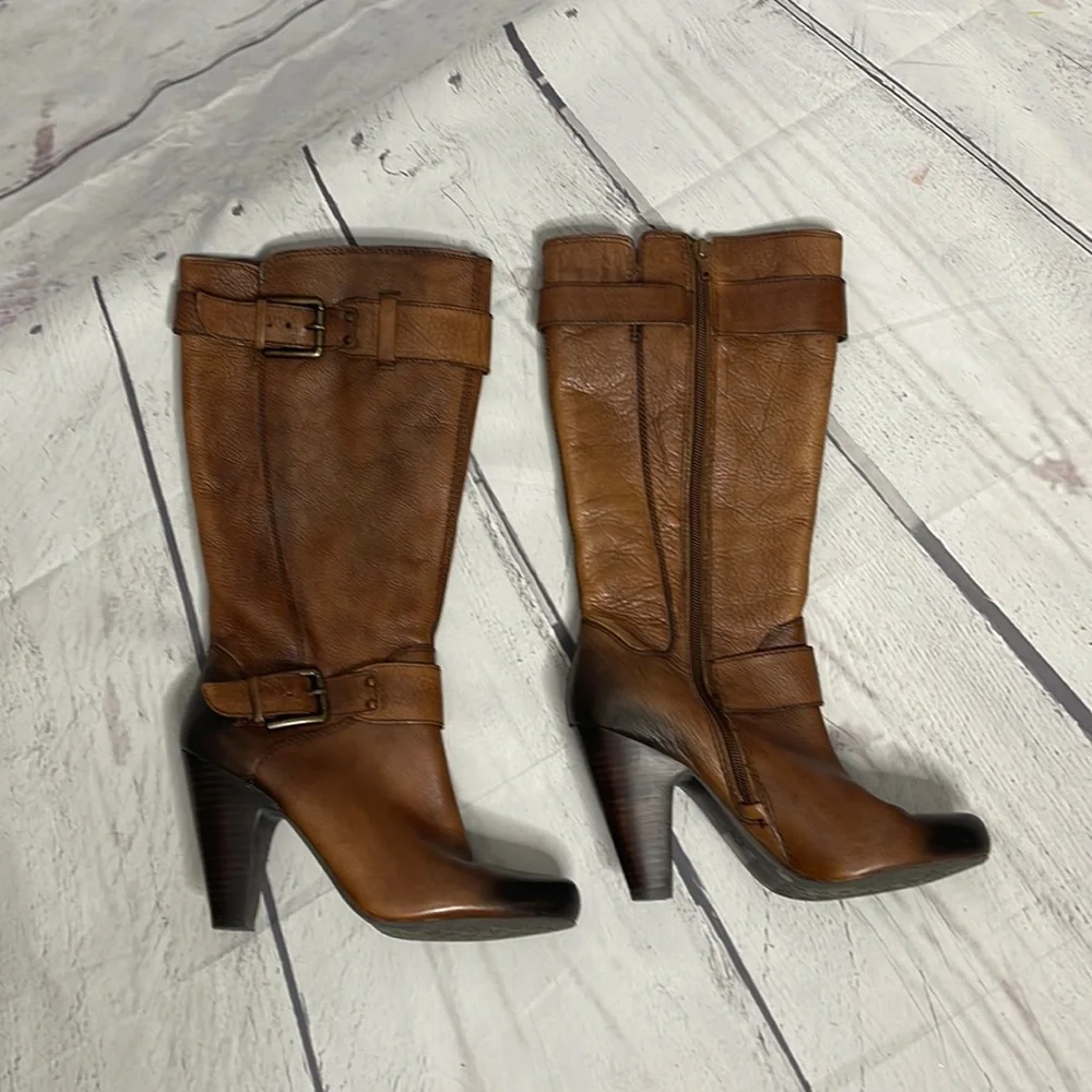 Arturo Chiang Bethina Tall Brown Heeled Boots Womens Sz 8.5! - Picture 1 of 10